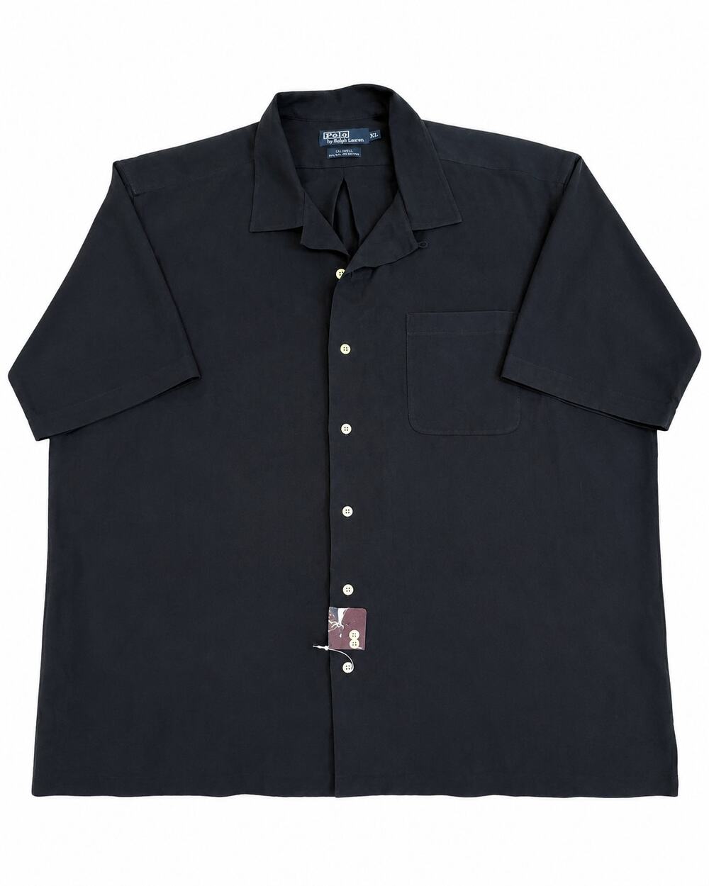 Vintage NWOT Polo Ralph Lauren Caldwell Shirt Mens XL Black Silk Cotton
